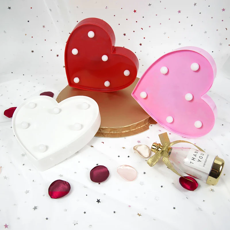 Love Heart LED Letter Lamp Wedding Romantic Red Pink Night Light Ornament Birthday Christmas Home Decoration Valentines Day Gift