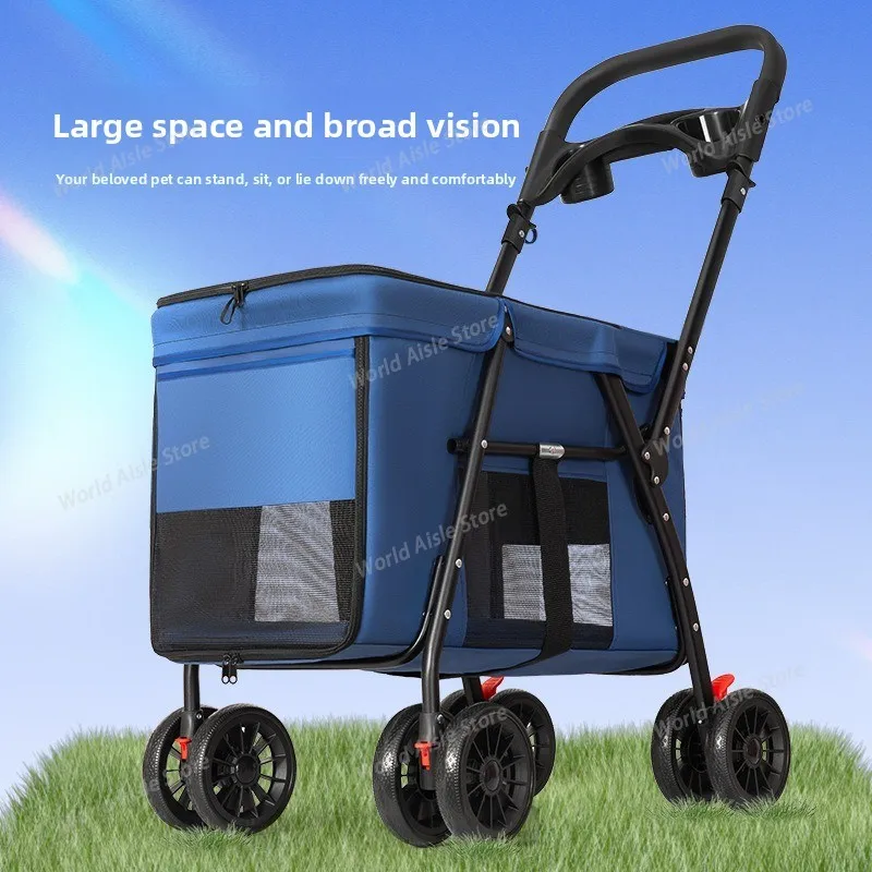 Medium To Large-sized Dog Pet Cart Dog Cat Teddy Baby Stroller for Outdoor Use Small Pet Cart Lightweight and Foldable