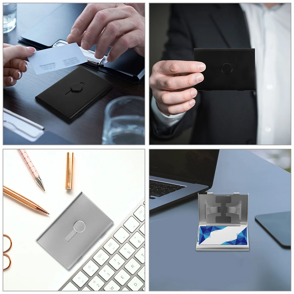 

2pcs Cards Organizer Business Card Holder Case for Men Pocket Made of Thick Aluminium Compact Size Large Capacity