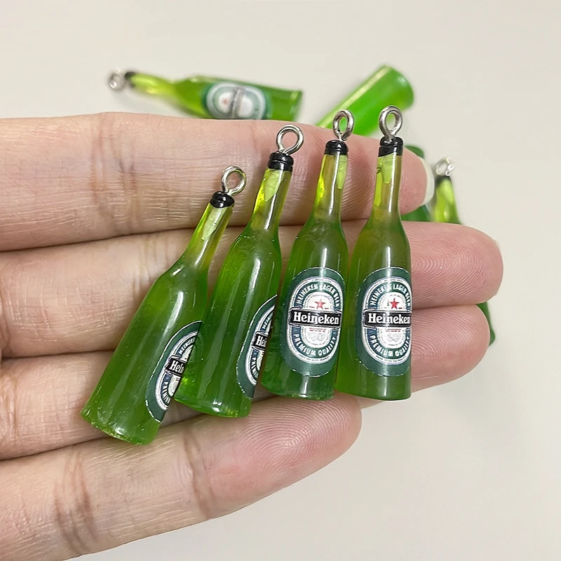 10Pcs Resin Simulation 3D Alcohol Bottle Charms Mini Beer Pendants for Earrings KeyChains DIY Jewelry Making Findings Accessory