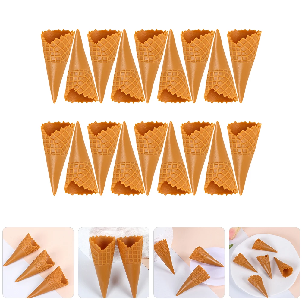 

18pcs Empty Ice Cream Cone Mini Artificial Ice Cream Cones Diy Crafts Accessories Hair Clip Charm Phone Case Decor Decoration