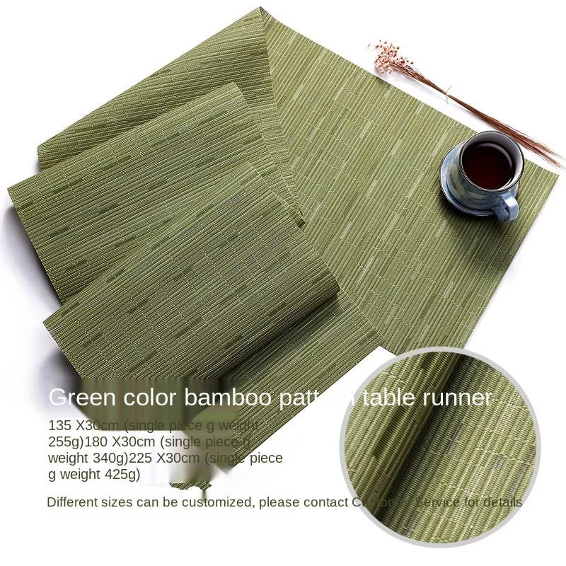 Tables Towel Solid Color Bamboo Woven Environmental Thermal Insulation Hotel Home  Decoration Pad American PVC Table Runner