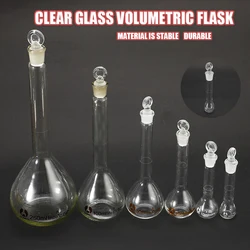 Beaker-Kit de laboratorio de química destilada, frasco volumétrico con tapón de vidrio transparente, 5-100ml