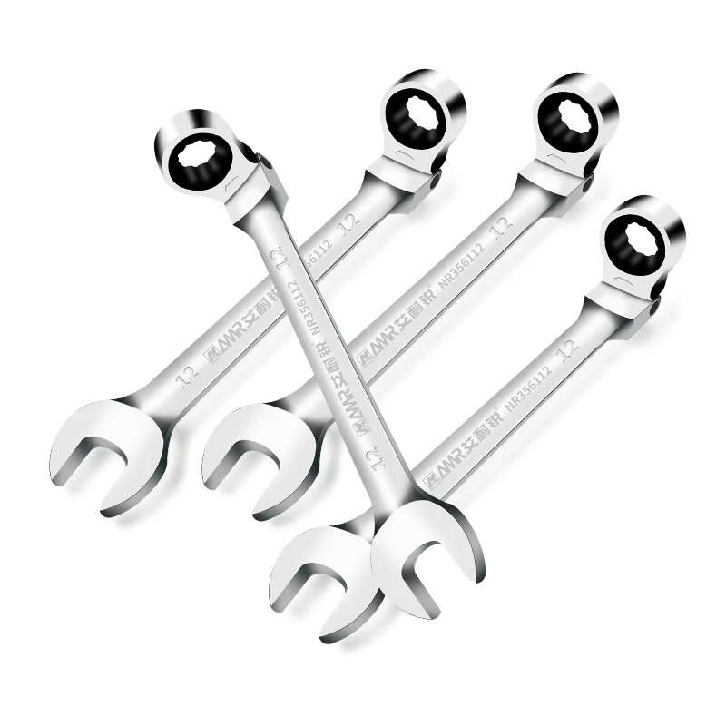 AMR Ratchet Wrench of Keys Spanner Set Hand Tool 72-Tooth Ratcheting Flexible Head Mirror Finish 6mm-32mm Auto and Home Repair