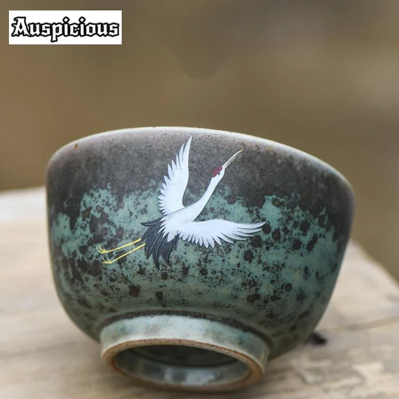 110ml Dehua Kiln Transformation Ceramic Teacup Zen Fly Crane Master Cup Creative Puer Tea Bowl Large Coffee Mug Kung Fu Teaware