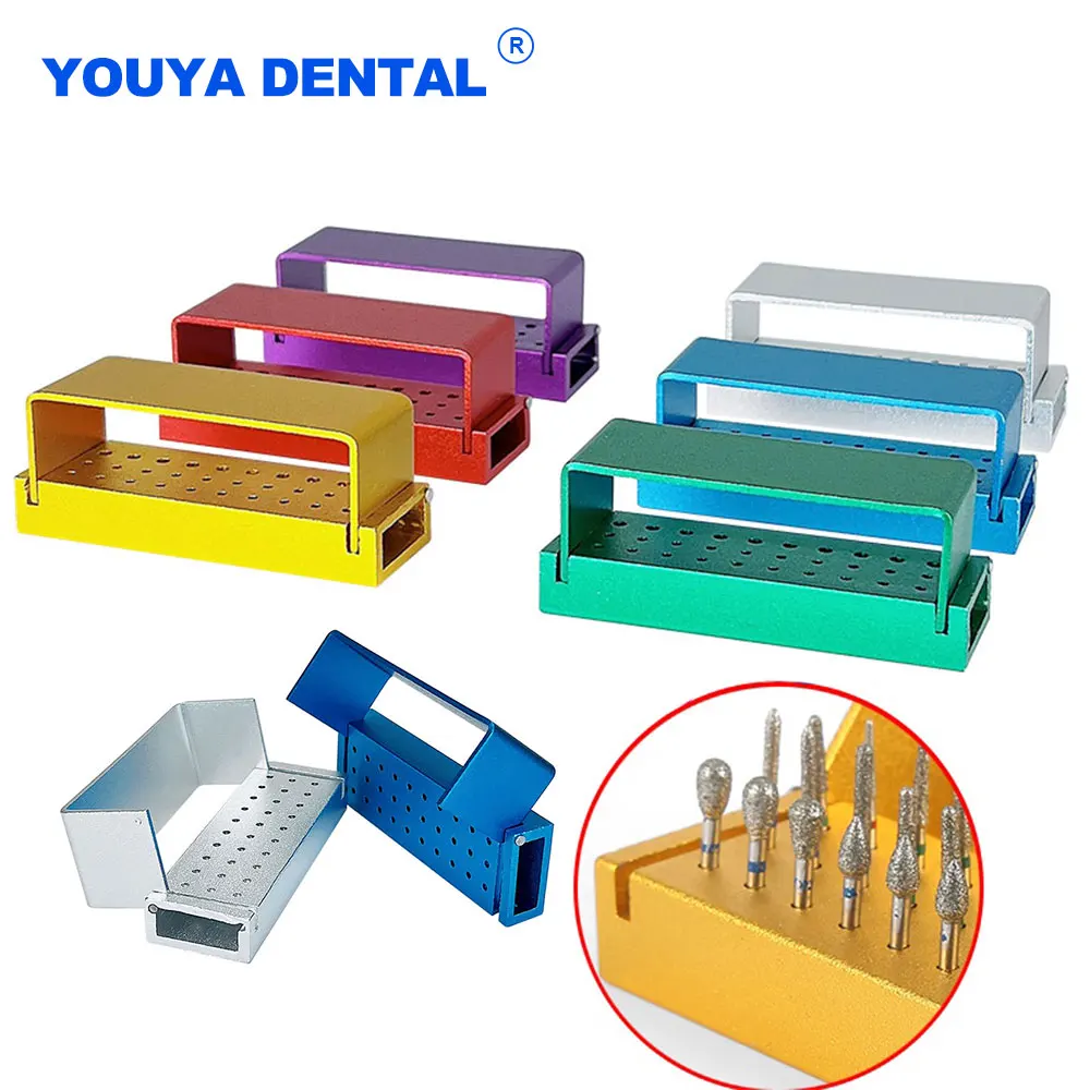 30 Holes Dental Equipment Burs Drill Disinfection Case for FG/RA Burs Holder Aluminium Block Box Autoclavable Sterilizer