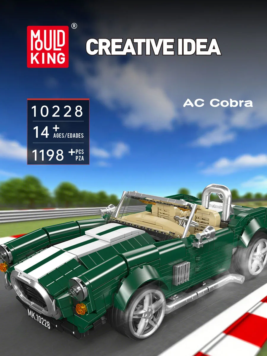 

Mould King 10228 AC Cobra Building Blocks 1198PCS City Vehicle Technical Car Model Desktop Display Toys Set for Adults Kids Gift