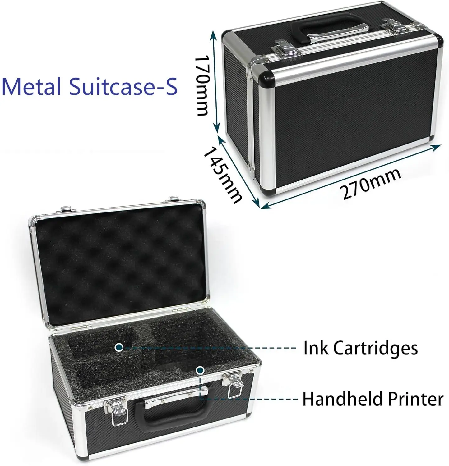 DCODE 1750PLUS Portable Handheld Inkjet Printer with Black Metal Suitcase 12.7/25.4mm Batch Number Date QR Barcode Label Printer