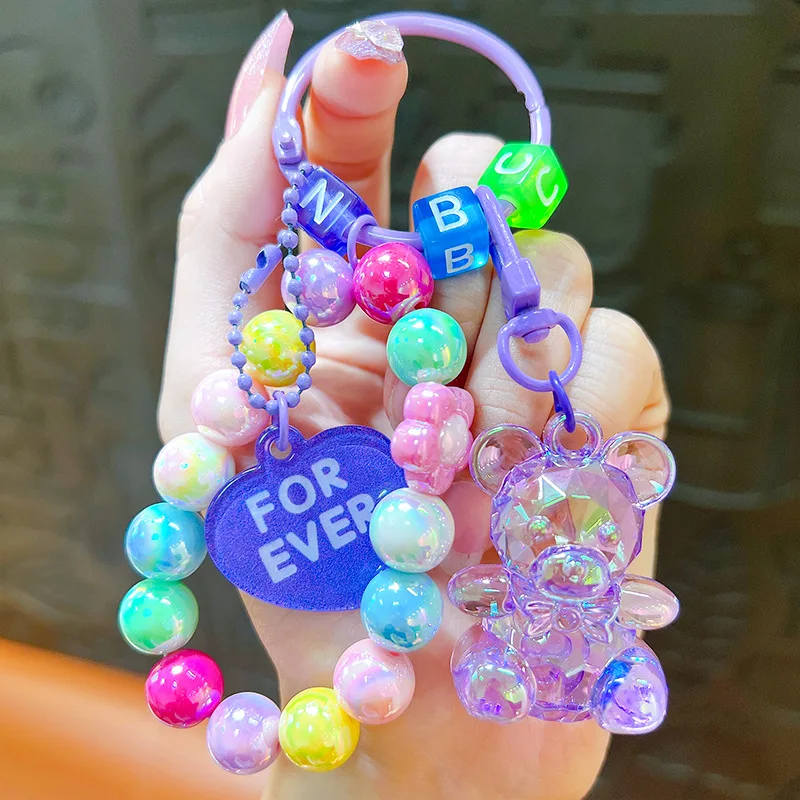 

Kawaii Bear, Rabbit Animation Keychain, Acrylic Color Beaded Mobile Phone Chain, Fashion Bag Pendant, Exquisite Gifts.