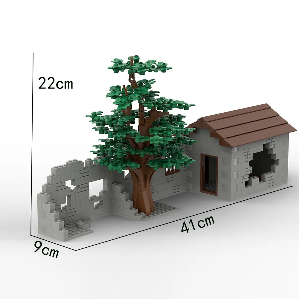 Blocs de construction MOC Maison abandonnée Base militaire détruite Mur Scène de guerre Jouets de construction Briques DIY Modèle Cadeaux pour enfants