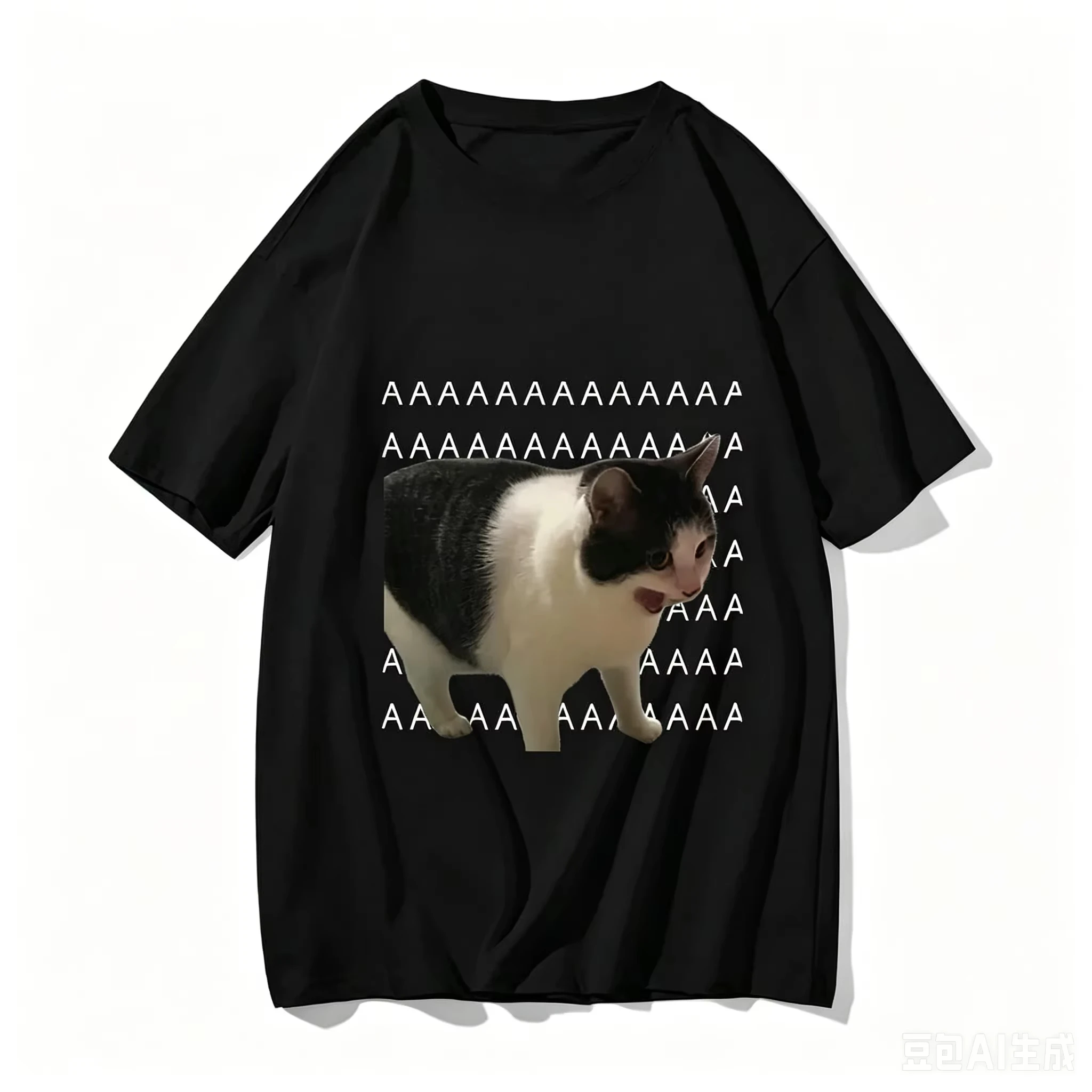 2026 New Funny Meme Sad Crying Cat Printed Adult and Kids Casual Cotton T-Shirt Summer Harajuku Short Sleeve Tees Clothes