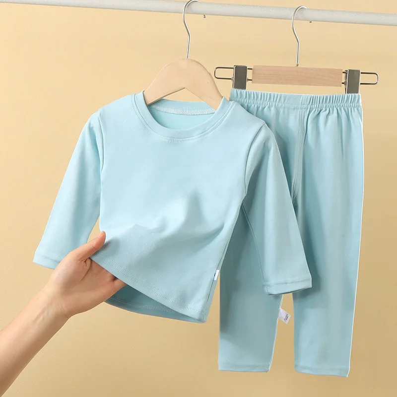 2-12 Jahre Herbst Winter Einfarbige Thermounterwäsche Set Mädchen Kleidungssets Jungen Pyjama Sets Warme Schlafbekleidung Kinderkleidung – Detail 4