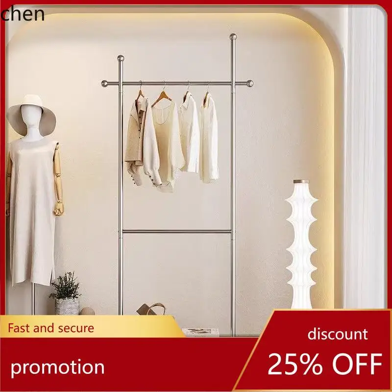 HT Vintage Coat Rack Entryway Floor-standing Clothes Rack New Model Home Movable Clothing Storage Rack