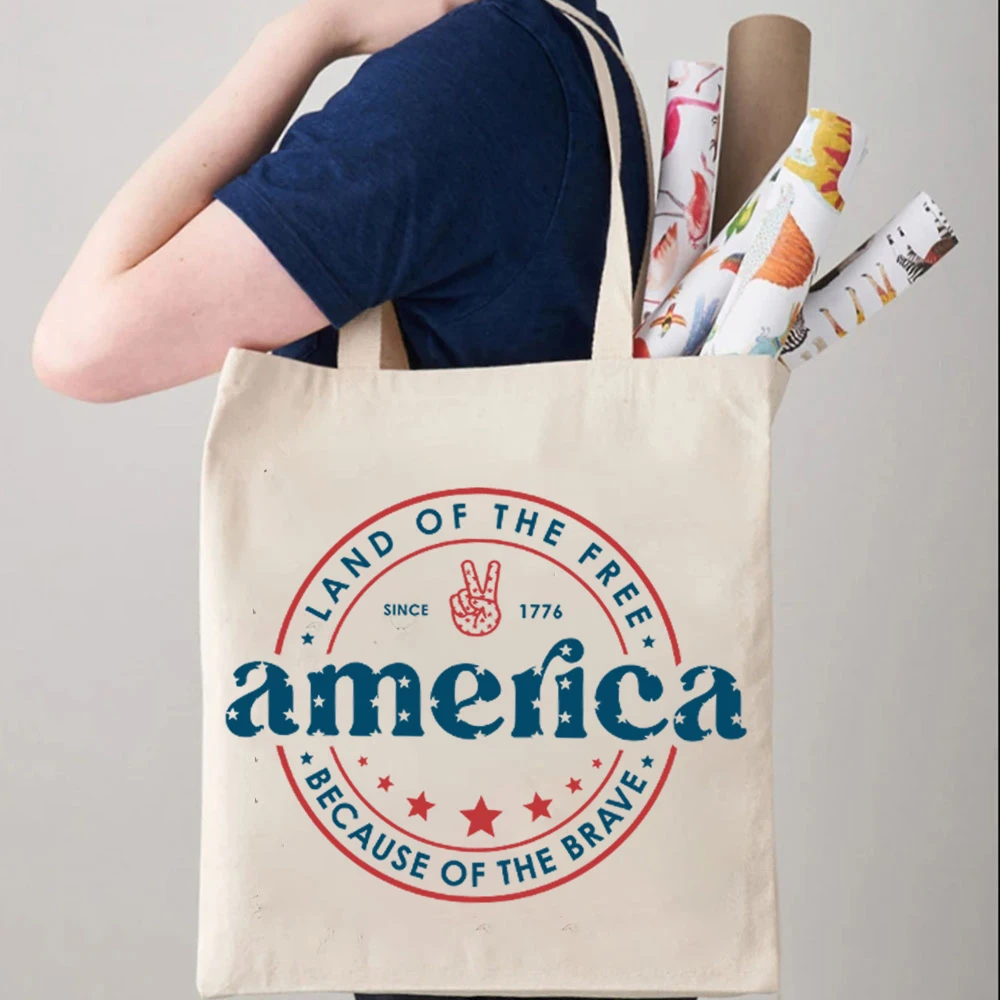 4th of July Independence Day Gift Tote Bags America Land of The Free Print Women's Elegant Bag USA Flag Patriotic Ladies Handbag