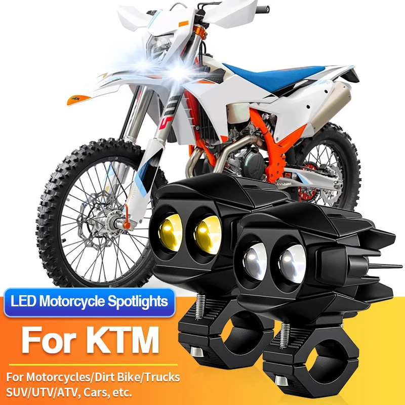 

1 Set LED Universal Motorcycles Headlight 2 Color Fog Light UTV ATV for KTM 300 XC TPI/350 EXC-F/350 XC-F/350 XCF-W/390 Duke RC