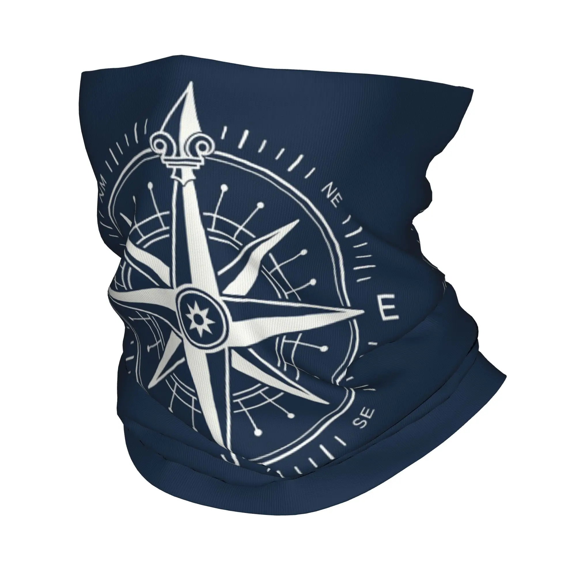 

Изящный морской компас, серебристый на темно-синем фоне, шарф-бандана с принтом, шарф-накидка для велоспорта, для мужчин, женщин и взрослых.