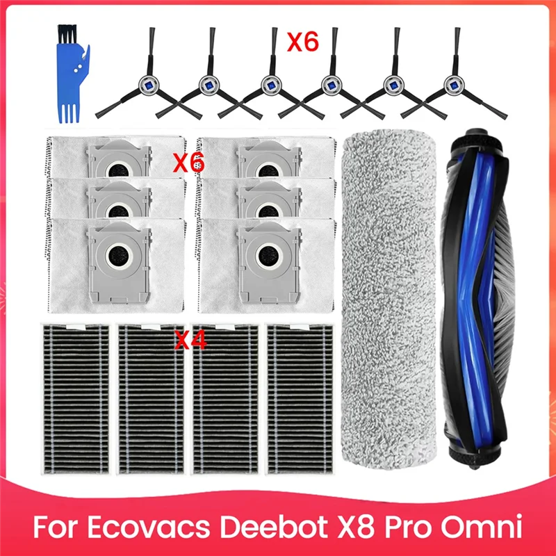 

ALIM-For Ecovacs Deebot X8 Pro Omni Vacuum Cleaner Main Side Brush HEPA Filters Dust Bags Replacement Accessory Kit