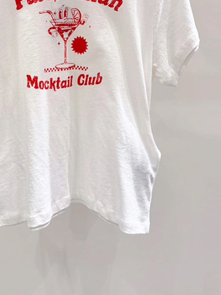 

M Home South Oil High End European Women's Spring New Letter Print T-irt Top Commute Sle Loose Fit ort Sve round Ne