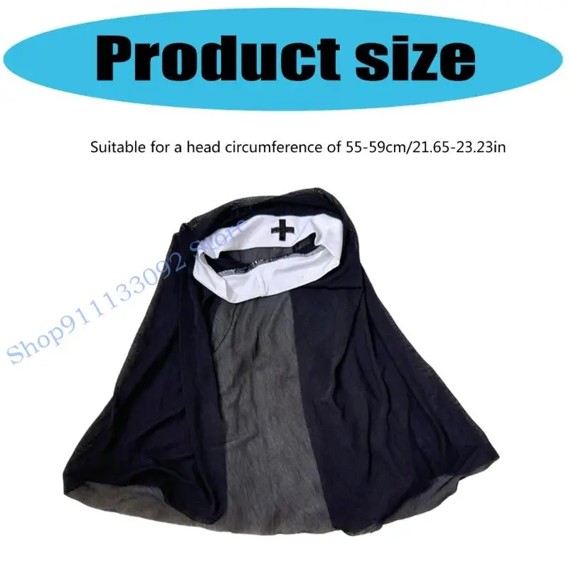 H9ED Zakonnica Nakrycie głowy kostiumu dla dorosłych kobiet Impreza tematyczna Akcesoria Cosplay Zakonnica Kapelusze