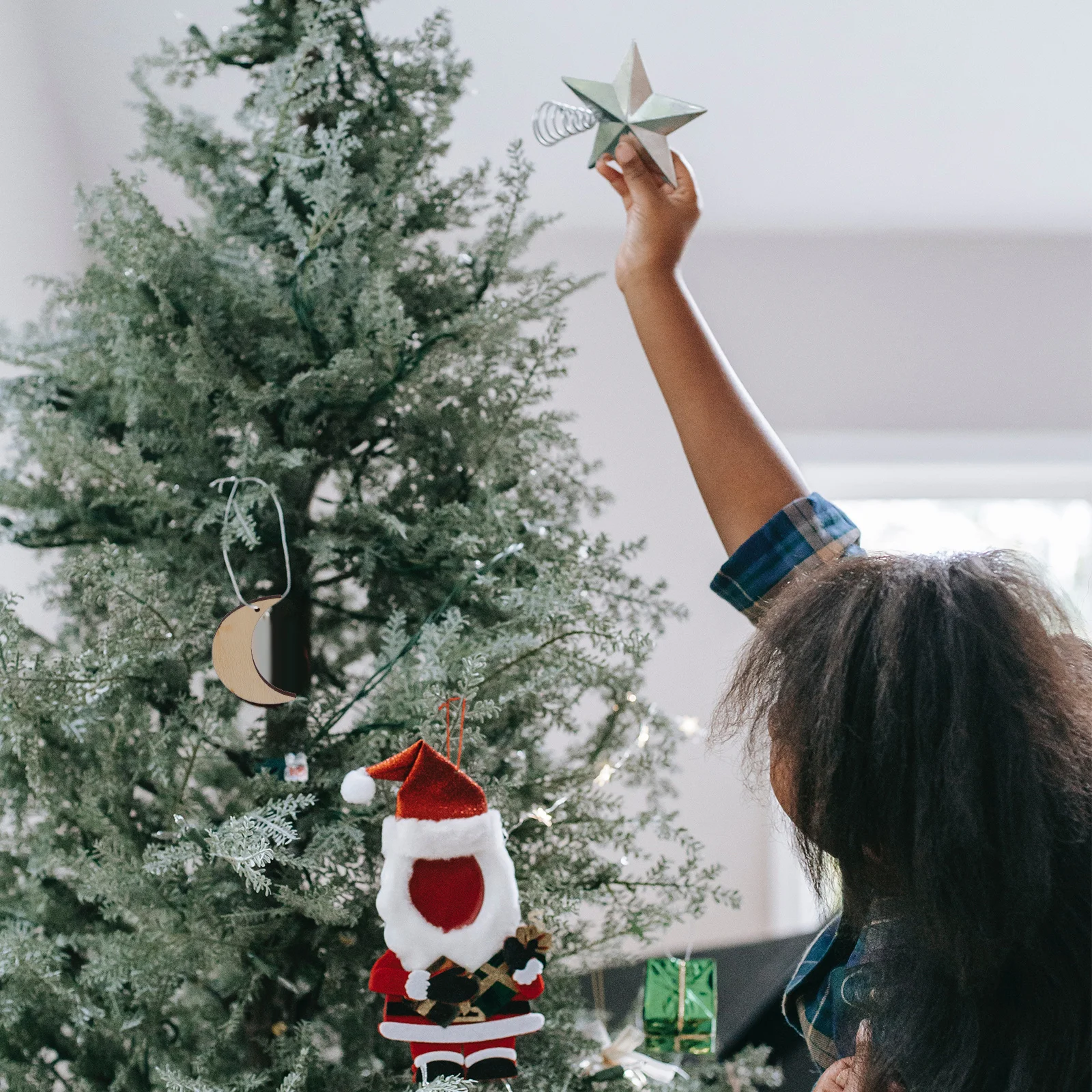 20pcs Wooden Moon Slices Unfinished Blank Chips Smooth Diy Craft Material For Christmas Tree Decor Pendant Making Wedding Party