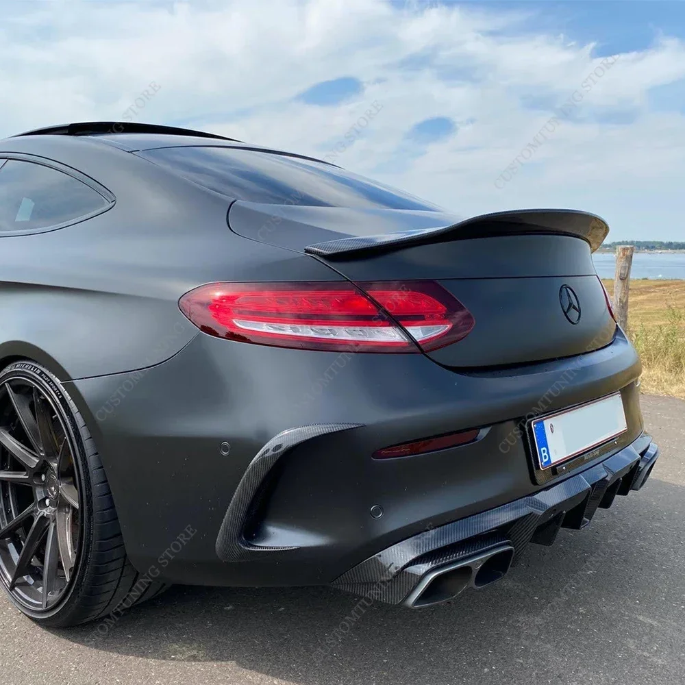 For Mercedes C205 PSM Style Rear Spoiler Wing C Class C200 C250d C300 C43 C63 Coupe Rear Trunk Spoiler Caps 2015-2021 Bodykits