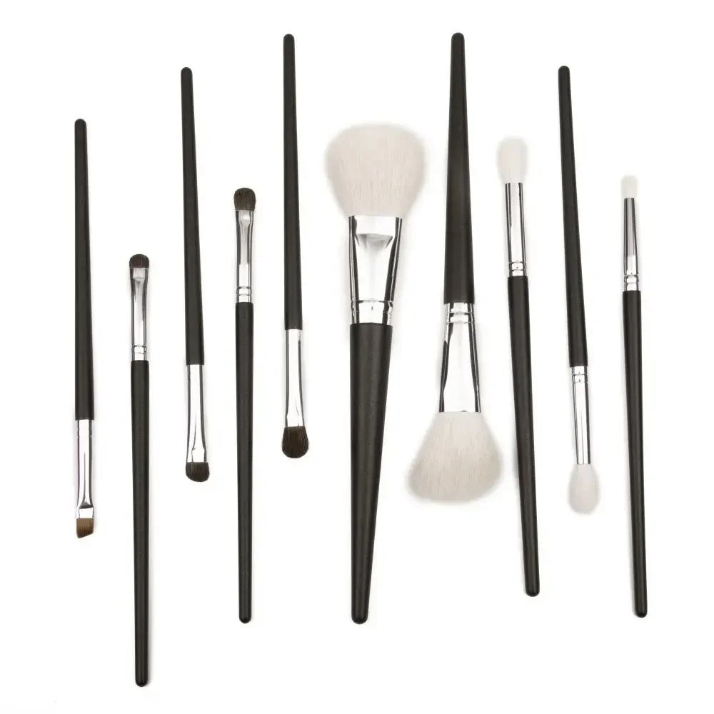 ONE ORCHID Pro10 Pcs Goat Hair Powder Contour Highlighting Makeup Brushes Tapered Crease Blending Shader Eyeshadow Cosmetic Kit