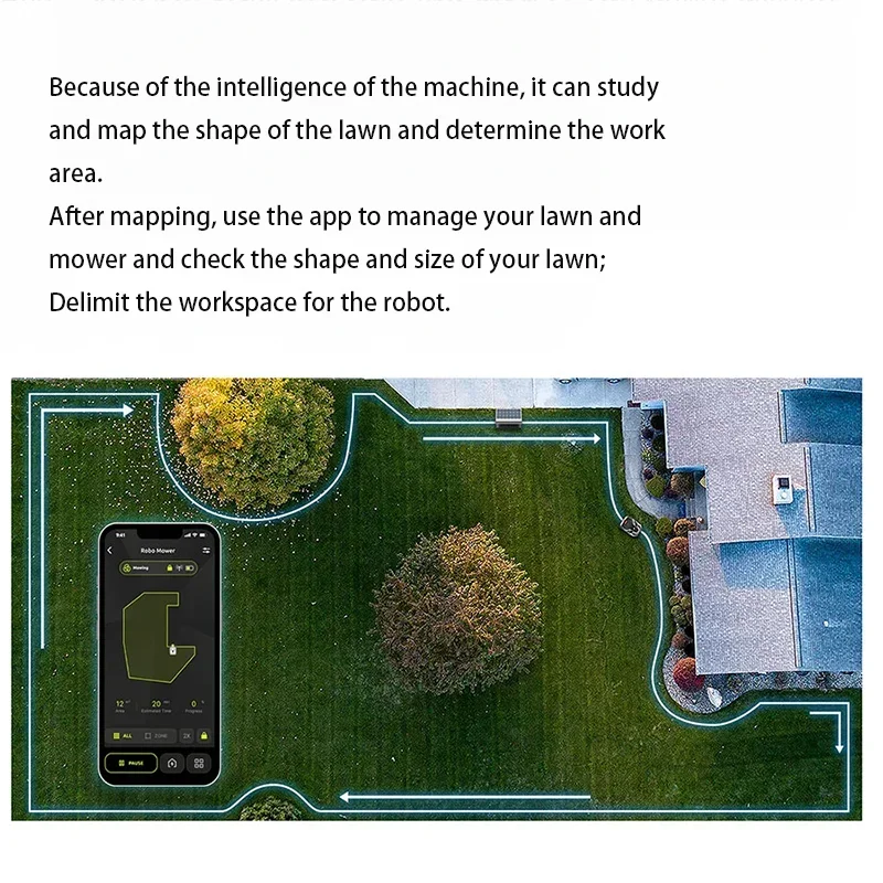 NAVI HOME USATO GIARD GIARD SMART TELECONO REMOTO TASCIATORE ROBOT AUTOMATICO per la CASA PUÒ Disegnare la Forma dell'AREA DI LAVORO