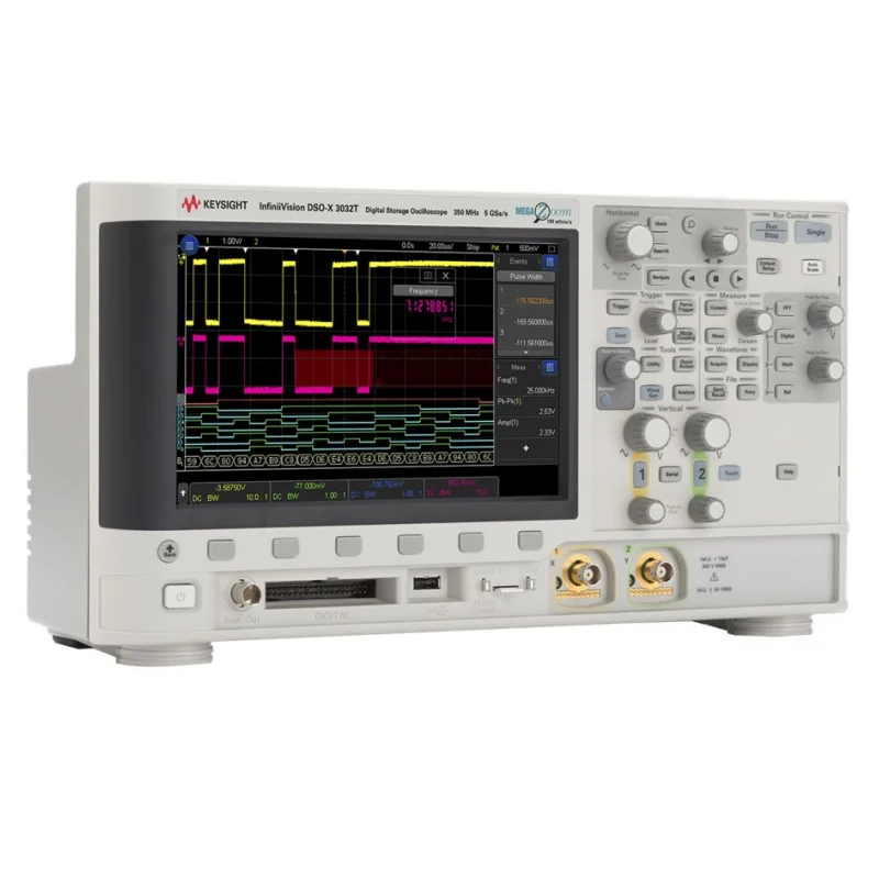 Keysight DSOX3032T：350 MHz oscilloscope provides 2 analog channels, 4 Mpts memory, 1,000,000 waveforms/sec update rate