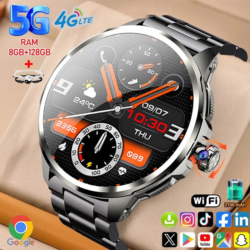 

5G/4G Full Network Smart Watch 1.95 inch 720*720 Big Screen HD Video Call 8GB+128GB RAM Smartwatch Google Play WIFI GPS Sim Card