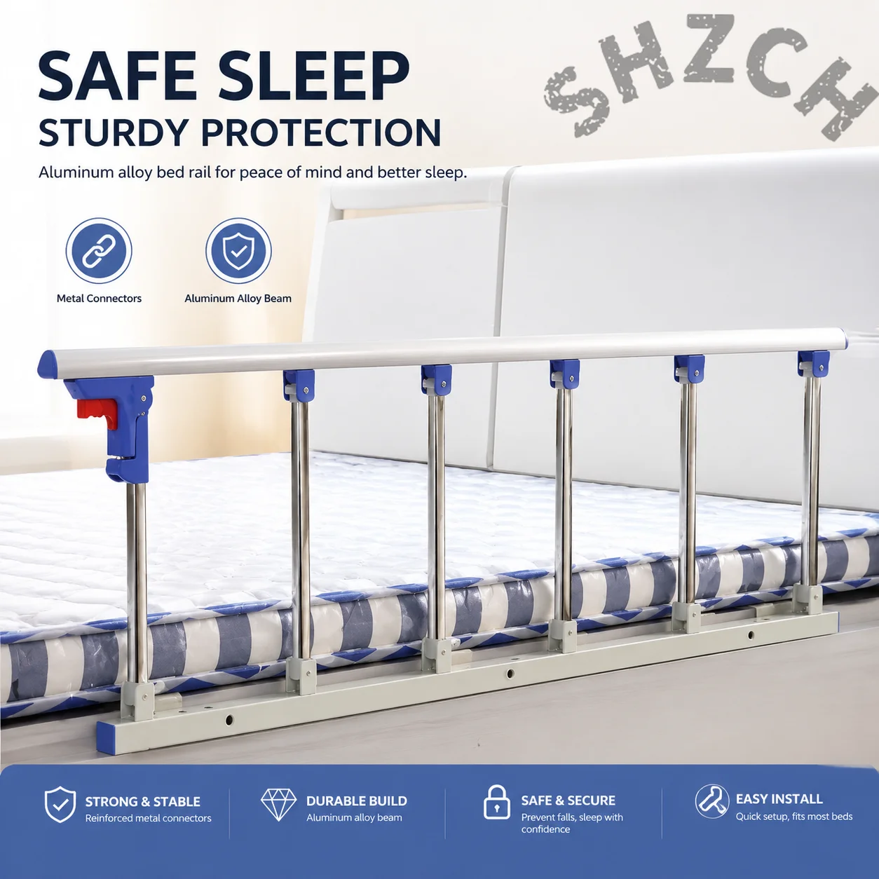 Multifunctional Safety Rail No Drilling for Adult Infant, Elderly Bedside Fence for Kids, Portable Nursing Bed Guard Rail