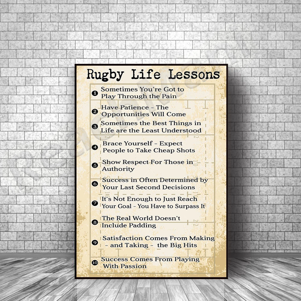 Rugby Posters Home Decor, Rugby Life Lessons Frameless Posters, Rugby Posters, Rugby Player Gifts, Boys Rugby Gifts