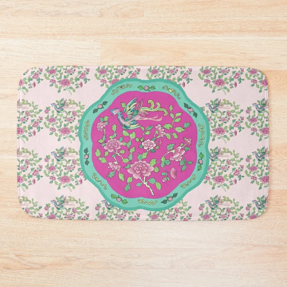 

Pink-Jade PERANAKAN PLATE Bath Mat Kitchens Living Room Rugs Mat