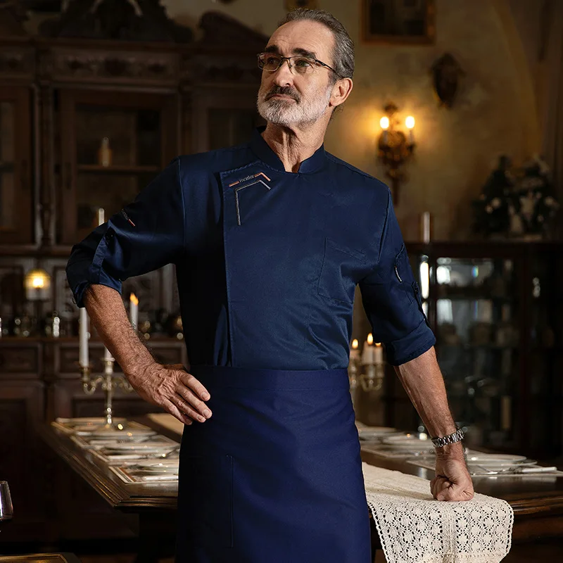 Odzież robocza dla szefa kuchni, długi rękaw, jesień-zima, restauracja, kuchnia, kuchnia zachodnia, catering, stołówka, pieczenie ciast, chleba, odzież