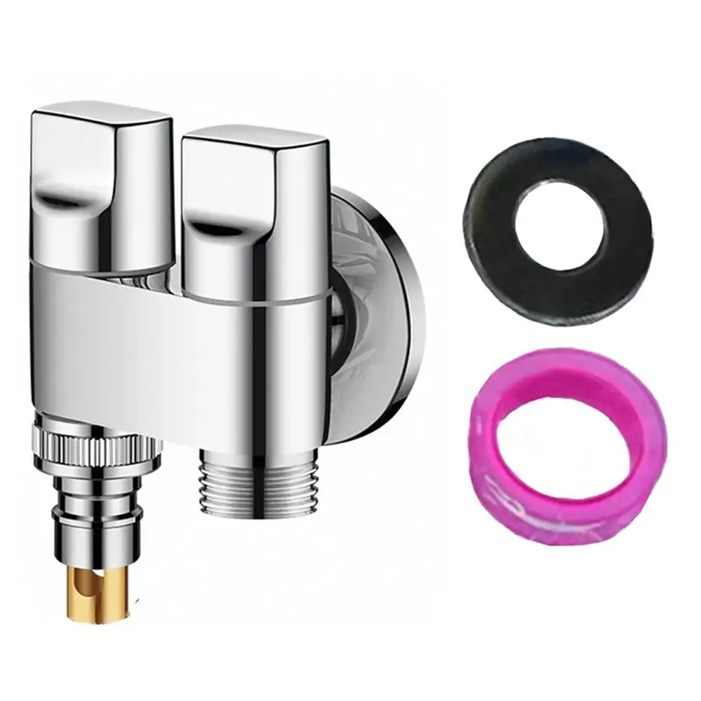 Katup Kontrol Sudut Ganda G1/2 1 Masuk 2 Keluar Untuk Mesin Cuci Dan Toilet Perlengkapan Perbaikan Rumah Untuk Rumah Tangga