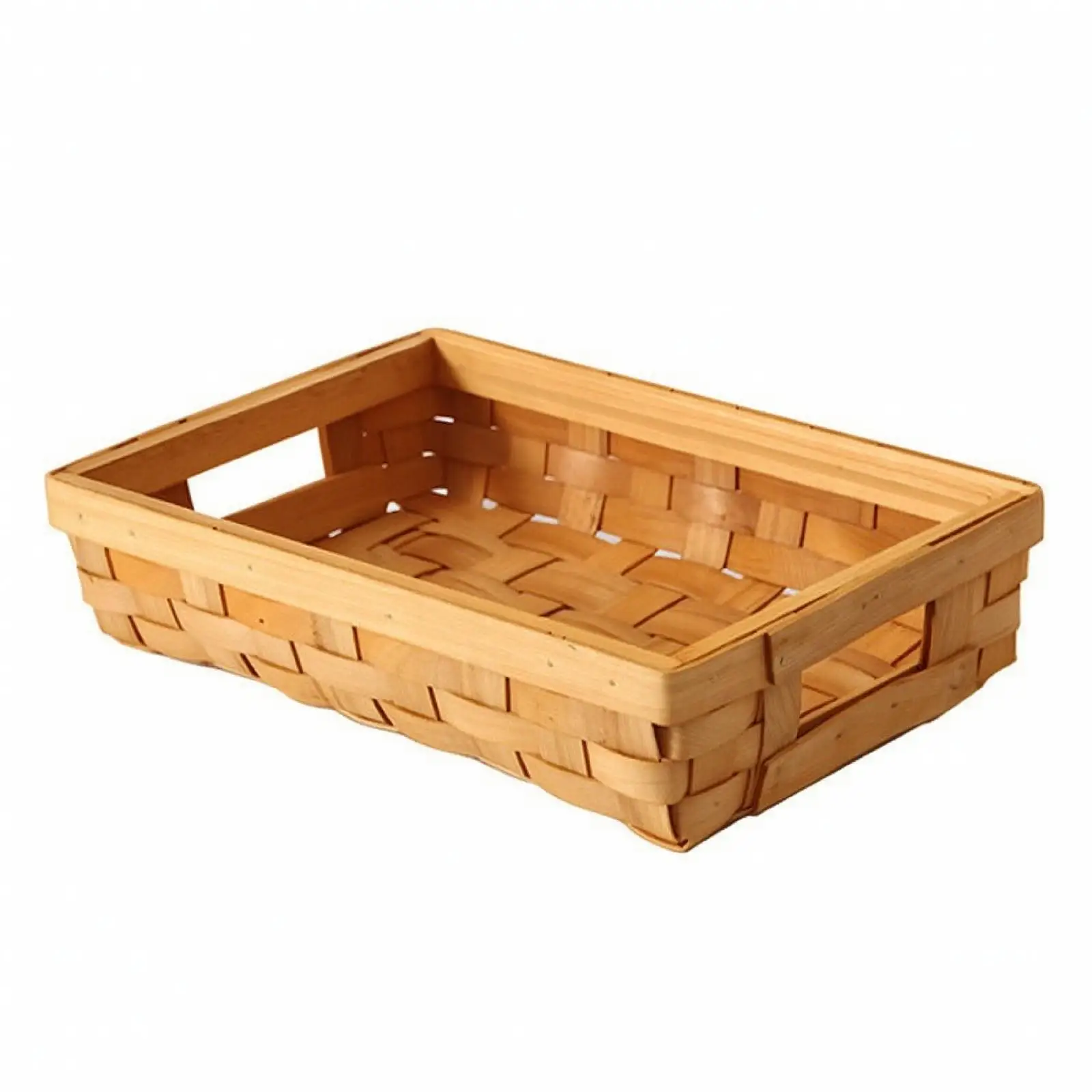 Rustic Wood Chip Rectangular Tray for Serving Food and Storing Household Items