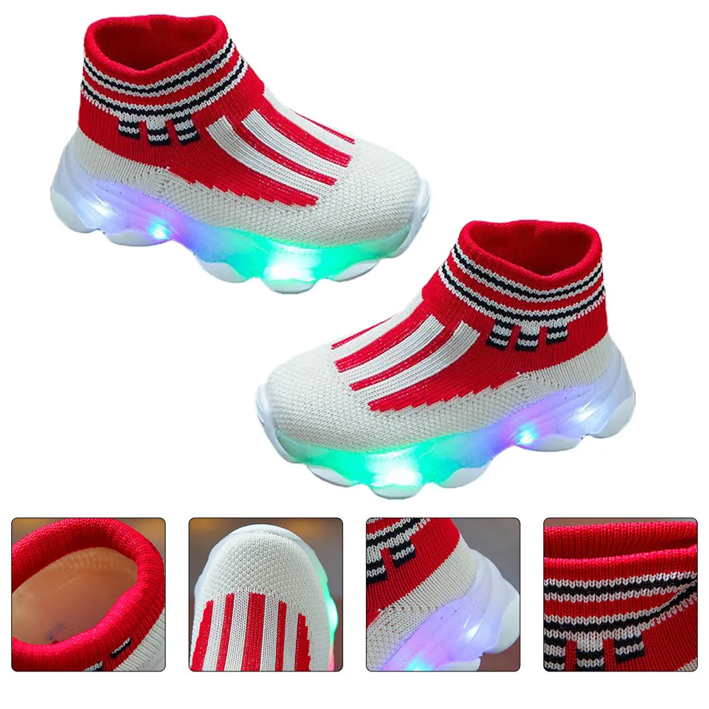 

1Pair LED Glowing Sneakers for Breathable Air Mesh Non-Slip Sole Indoor Outdoor Spring Summer Autumn Winter Sports Shoes