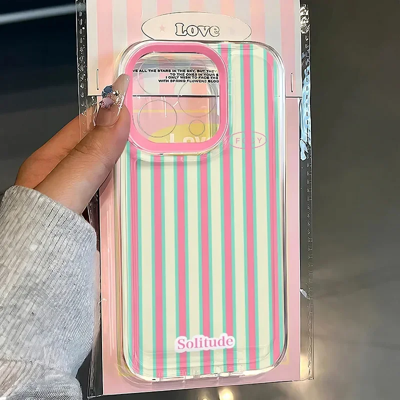 

Чехол для телефона Ins Korean Fashion с розовой текстурой для iPhone 16 Pro Max 15 Pro 14 13 12 11 Pro Xr Xs 7 8 Plus Cute Girl Y2K Чехлы для телефонов