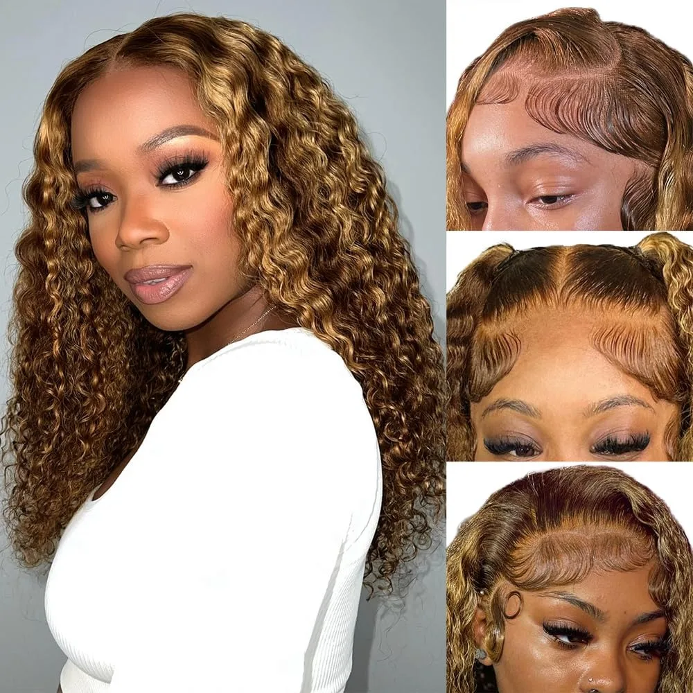 تسليط الضوء على أومبير 13x4 HD موجة عميقة الدانتيل الجبهة الباروكات شعر الإنسان قبل قطعها أومبير الملونة شعر مستعار قصير للنساء