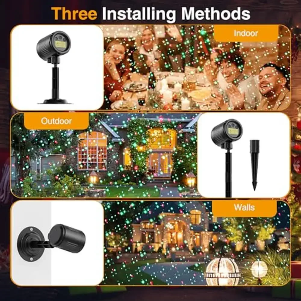 Outdoor Christmas Laser Lights RGB 3 Colors Remote Control IP65 Waterproof 7 Light Modes Timer Wide Coverage Ideal Gift Holiday