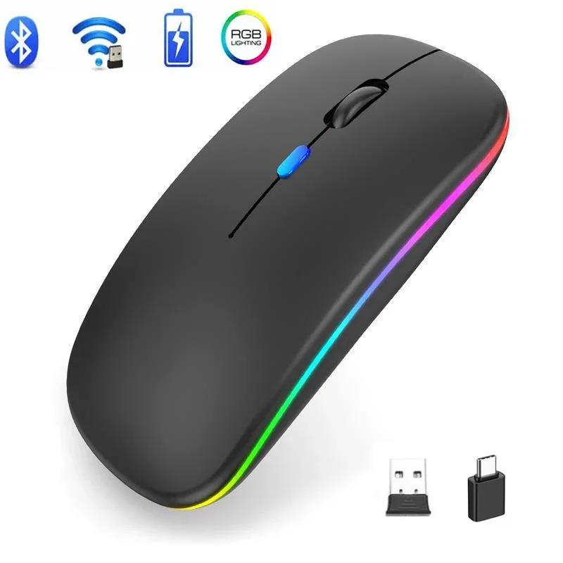 

LED Wireless Mouse Rechargeable Silent Bluetooth-compatible Mouse Portable Dual Mode Computer Mice for Laptop Desktop MacBook