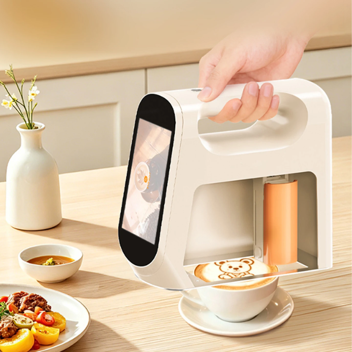 Yaomatec Small Monochrome Coffee Latte Cookie Toast Printer with Customizable logo Text for Small Businesses