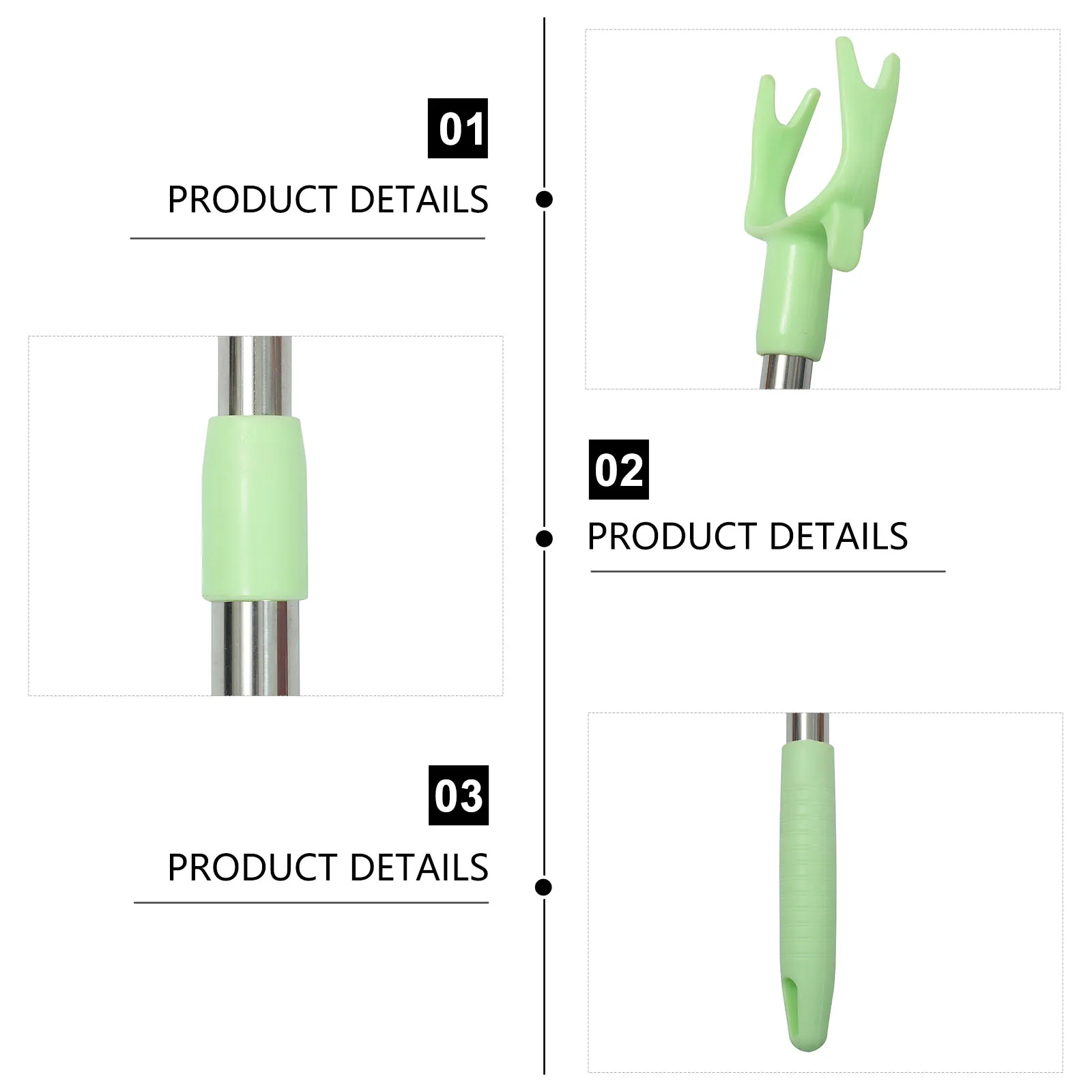 

2Pcs Retractable Clothes Pole Telescopic Wardrobe Bar Drying Fork Sturdy Balcony Pillar Home Storage Stainless Steel PP