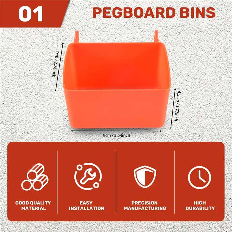 A26I-8 ชิ้น Pegboard ถังชุด Pegboard อะไหล่เก็บ Pegboard อุปกรณ์เสริม Workbench ถังสําหรับจัดระเบียบฮาร์ดแวร์