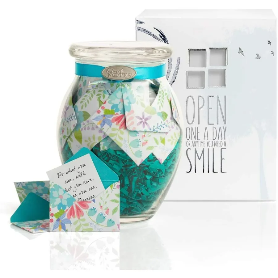 Glass Keepsake Gift Jar with Blank Papers to Write-Your-OWN Messages - Fresh Cut Floral