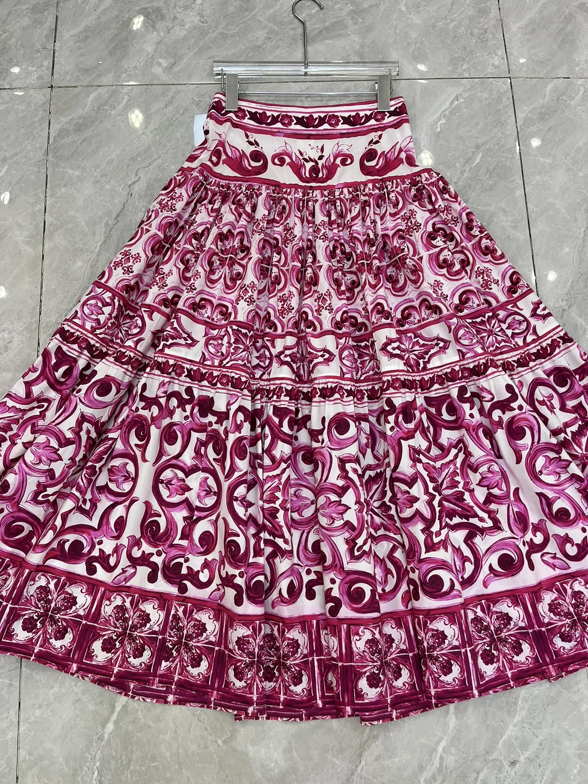 

Faionable High Waist Cotton Print Maxi Skirt Ele Long f-length Gown High Quali Fabric X-aped Silhouette Summer 2023