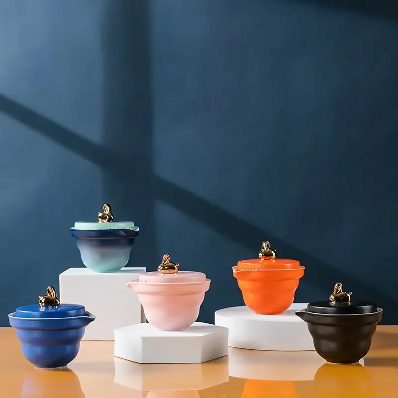 

Jitu Quick cup hand grab pot ceramic travel tea set black pottery small set convenient tea set personal custom gift