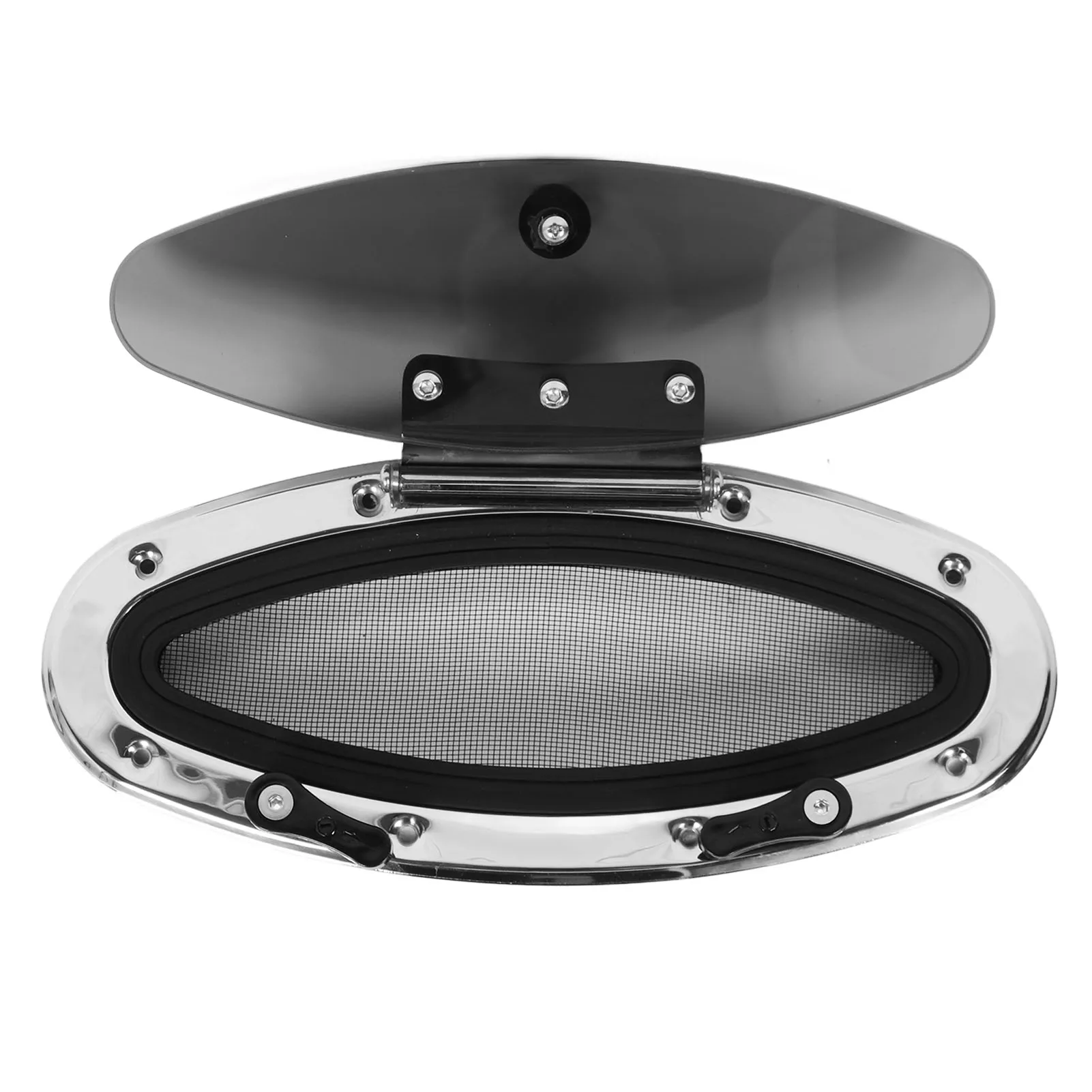 300x105mm Boat Porthole Window with Switch Handle Internal Opening Tempered Glass Window UV Proof Waterproof for Marine Yacht
