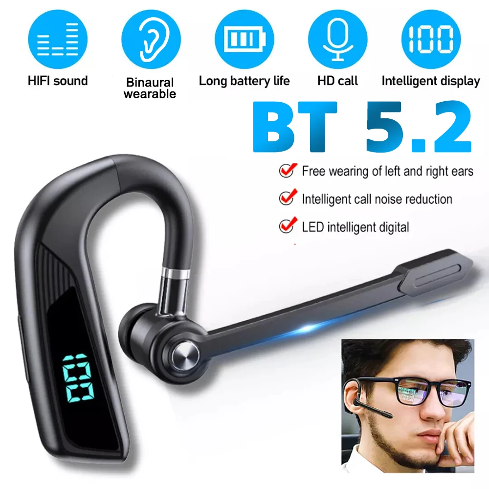 Dual Microphone Wireless Headphones Bluetooth Earphone ENC Noise Cancelling Hands-free Headset Busines Auriculares Driving