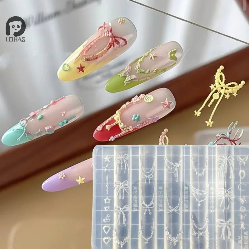 

1 шт., 3D силиконовая форма для ногтей с драконами, цветок, бант, звездная цепочка, шаблоны для ногтей, сделай сам, украшения для дизайна ногтей, инструменты для дизайна маникюра