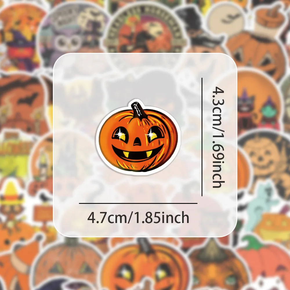 50PCS 재미 있은 만화 할로윈 테마 스티커 수하물 기타 축제 전화 컴퓨터 일기 낙서 장난감 DIY 장식 선물